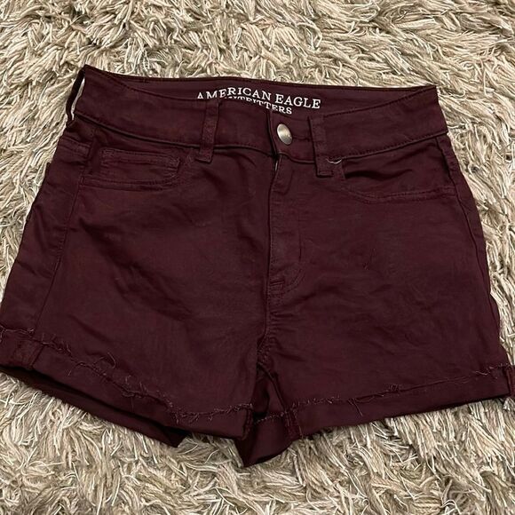 American Eagle Hi-Rise Shortie Size 2 Maroon - Picture 1 of 4